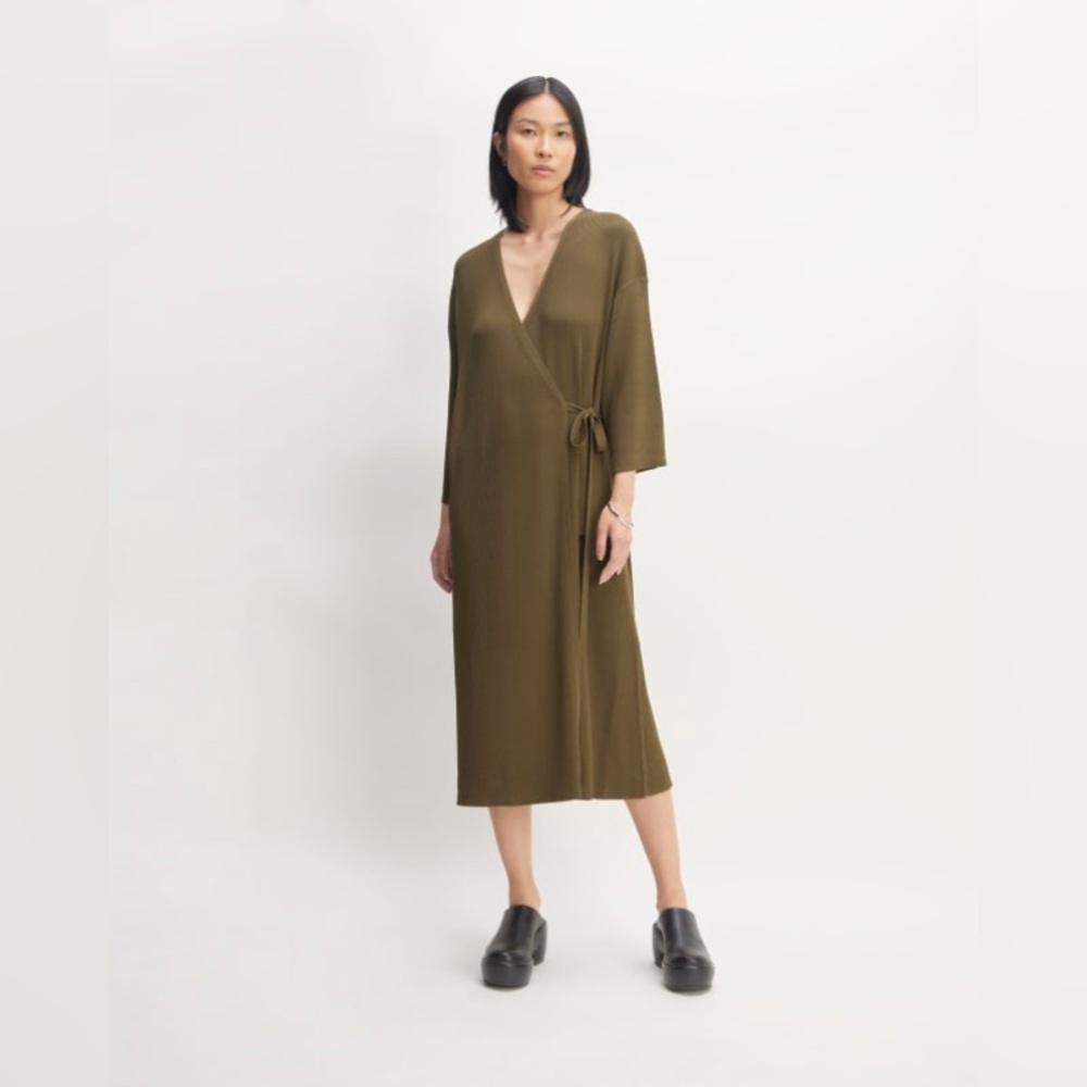 Everlane The Ribbed Wrap Midi Dress new with tags
